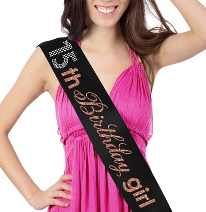 15th Birthday Girl Rose Gold Glitter Sash