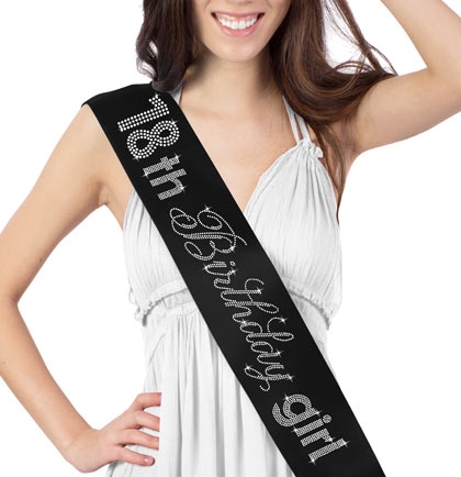 18th Birthday Girl Rhinestone Sash