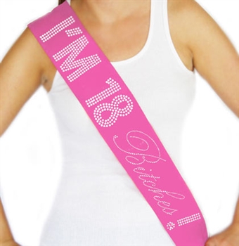 "I'm 18 Bitches!" Rhinestone Sash | Birthday Sashes | RhinestoneSash.com