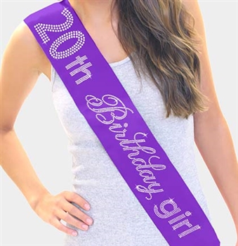20th Birthday Girl Rhinestone Sash