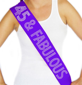 "45 & Fabulous" Rhinestone Sash | Birthday Sashes | RhinestoneSash.com