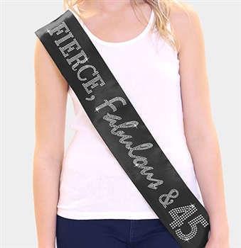 "Fierce, Fabulous & 45" Rhinestone Sash | Birthday Sashes | RhinestoneSash.com