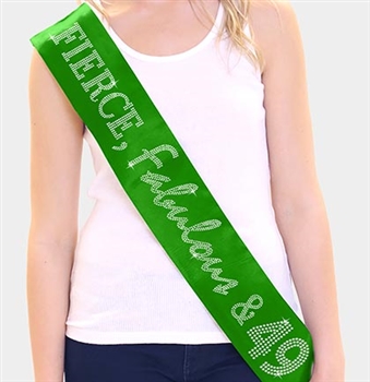 "Fierce, Fabulous & 49" Rhinestone Sash | Birthday Sashes | RhinestoneSash.com