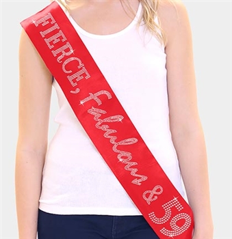 "Fierce, Fabulous & 59!" Rhinestone Sash | Birthday Sashes | RhinestoneSash.com
