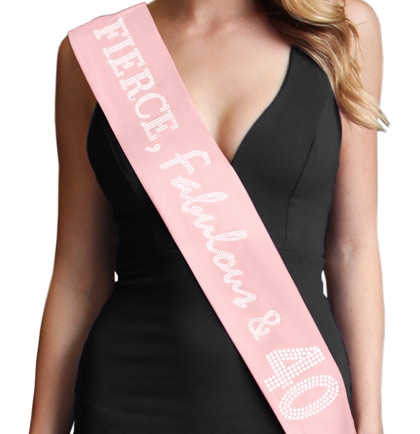 "Fierce, Fabulous & Forty" Rhinestone Sash | Birthday Sashes | RhinestoneSash.com
