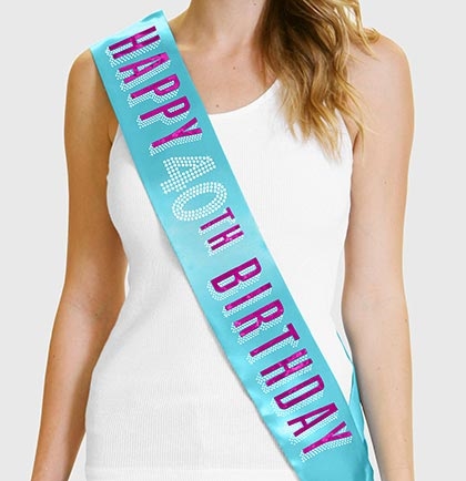 Hot Pink 40th Birthday Satin Sash – Happy 40th With Black Stars – Adult Party
