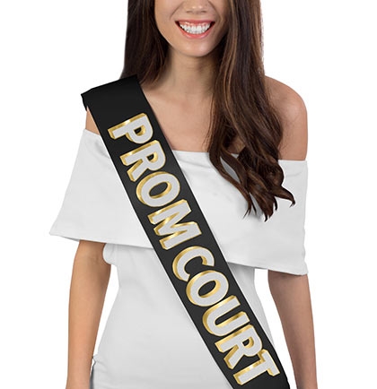 Prom Court White Glitter Sash