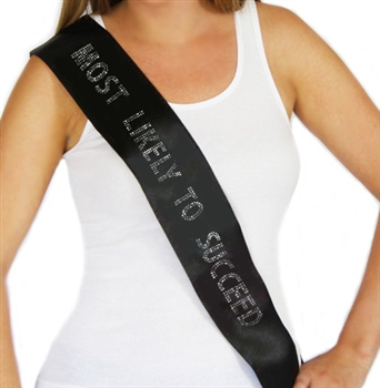 "Most Likely to Succeed" Rhinestone Sash | Graduation Sash | RhinestoneSash.com