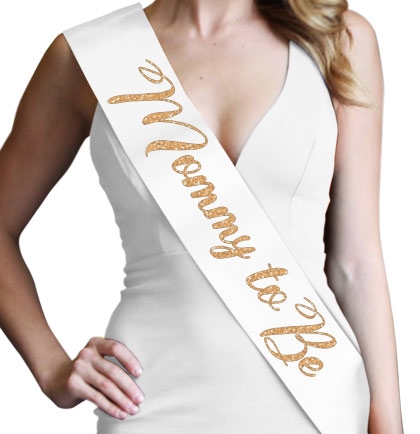 Mommy To Be Gold Glitter Sash