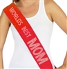 "Worlds Best Mom" Rhinestone Sash | Mother's Day Sash - RhinestoneSash.com