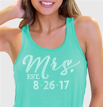 "Mrs. EST (wedding date)" Custom Rhinestone Tank | RhinestoneSash.com