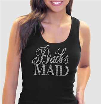 Flirty Bridesmaid Black Rhinestone Tank Top