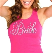 Hot Pink Flirty Bride Rhinestone Tank Top