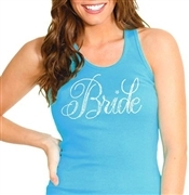 Turquoise Flirty Bride Rhinestone Tank Top