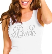 White Flirty Bride Rhinestone Tank Top