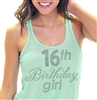 16th Birthday Girl Flowy Racerback Tank Top