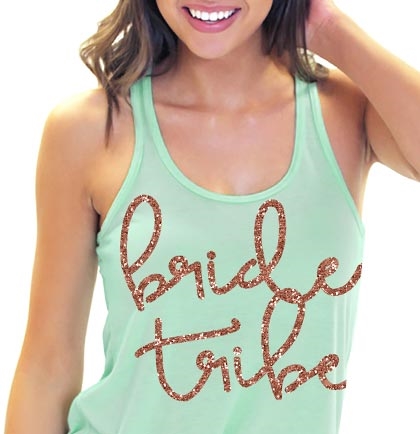 Bride Tribe Rose Gold Flowy Racerback Tank| Bridal Tank Tops | RhinestoneSash.com