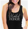 Maid of Honor/Matron of Honor Rhinestone Tank Top in Black | RhinestoneSash.com