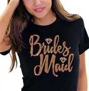 Bridesmaid w/Diamond Rose Gold Rhinestud T-Shirt