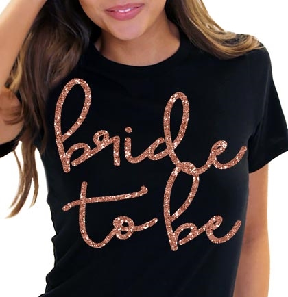Bride Tribe Rose Gold Tee T-Shirt | Bridal T-shirts | RhinestoneSash.com