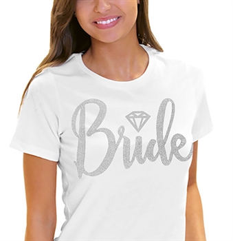 Bride w/Diamond Rhinestone Tee | Bridal T-shirts | RhinestoneSash.com