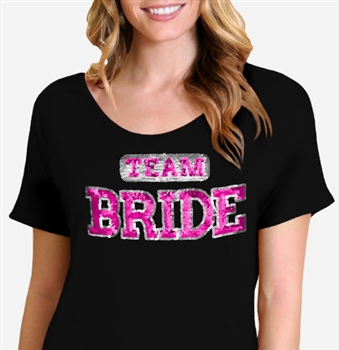 Sporty Team Bride Sequin Flowy Tee| Bridal T-shirts | RhinestoneSash.com