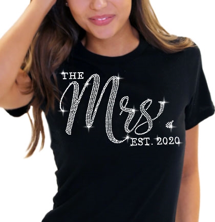 The Mrs. EST Chic Rhinestone T-Shirt| Bridal T-shirts | RhinestoneSash.com