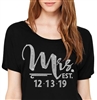 "Mrs." Custom Wedding Date Rhinestone Flowy T-Shirt | RhinestoneSash.com