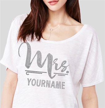 Foxy "Mrs." Custom Rhinestone Flowy T-Shirt
