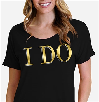 I Do Modern Gold Foil Flowy T-Shirt: Black | RhinestoneSash.com