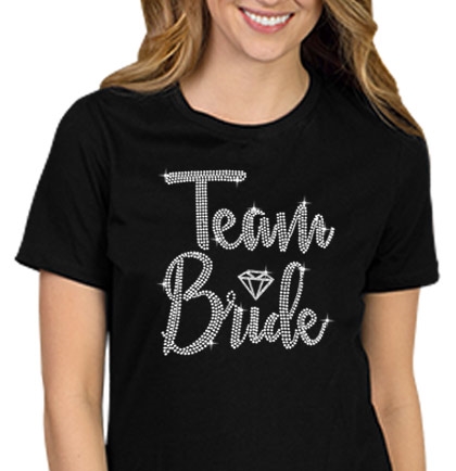 Lazy New arrival Disgrace Team Bride w/Diamond Rhinestone T-Shirt | Bridesmaid Bachelorette Shirts