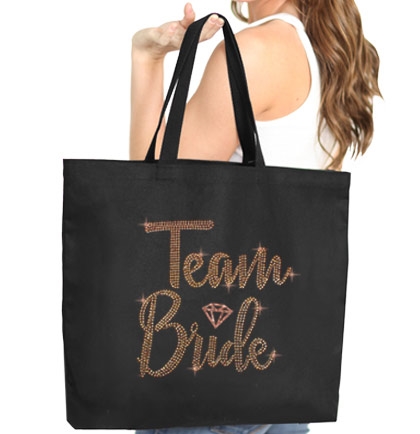 Team Bride  w/Diamond Rhinestud Large Canvas Tote