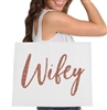Rose Gold Wifey Large Canvas Tote