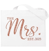 The Mrs. EST Rose Gold Glitter Chic Large Canvas Tote