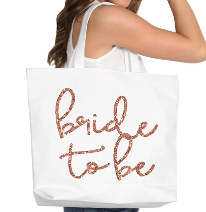 Bride To Be Rose Gold Large Canvas Tote