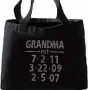 Grandma & Grandchild Birthdate Custom Large Tote | Grandma Established personalized totle
