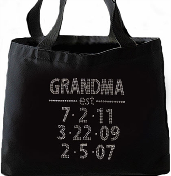 Grandma & Grandchild Birthdate Custom Large Tote | Grandma Established personalized totle