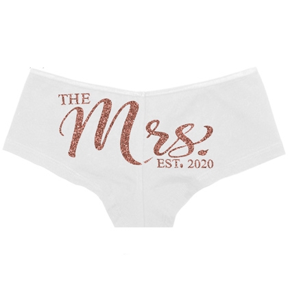 The Mrs. EST 2020 Rose Gold Cheeky Panty, Bride Lingerie