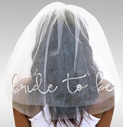 Bride to Be Gold Silver Veil: White